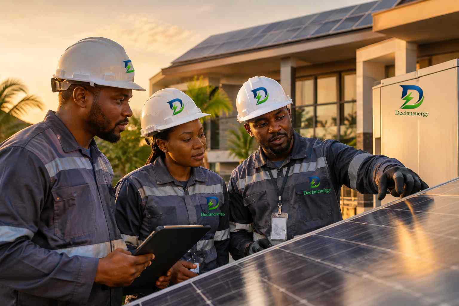 Solar panels in a clean energy installation